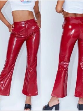 Princess Polly Madi Pu Pant Red Nee with Tags Faux Leather Vegan Patent Pants